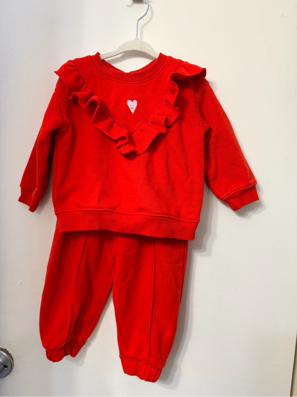 Cat & Jack Red Ruffle Sweatshirt and Joggers Set